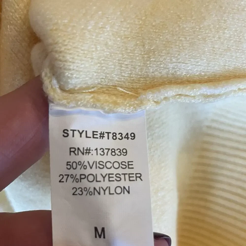 Luna Ivy Daisy Croquette Cottage Preppy Cozy Casual Cropped Sweater Sz S Yellow - Picture 11 of 14